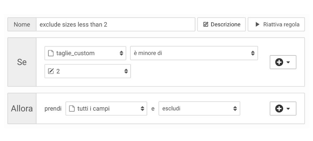 Esclusione prodotti con feed manager